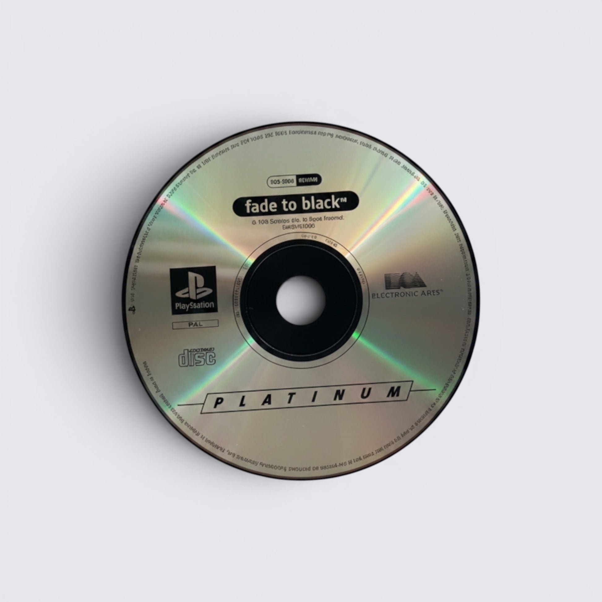 MrPixel Fade to Black Platinum edition PlayStation game disc featuring metallic silver finish and game branding