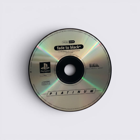 MrPixel Fade to Black Platinum edition PlayStation game disc featuring metallic silver finish and game branding