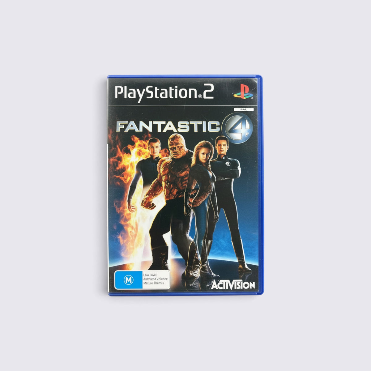 MrPixel Fantastic Four PlayStation 2 game case featuring Marvel superhero team members in a cinematic cover art