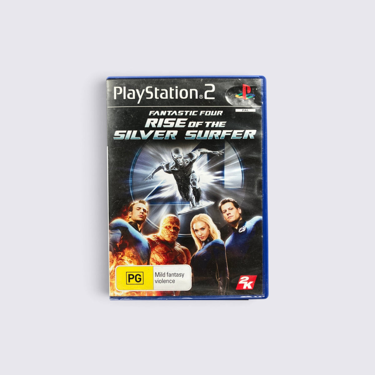 MrPixel Fantastic Four Rise of the Silver Surfer PlayStation 2 game case featuring the superhero team and Silver Surfer