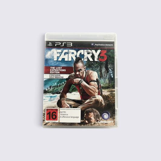 MrPixel Far Cry 3 The Lost Expeditions Edition for PlayStation 3 featuring Vaas Montenegro on a tropical island