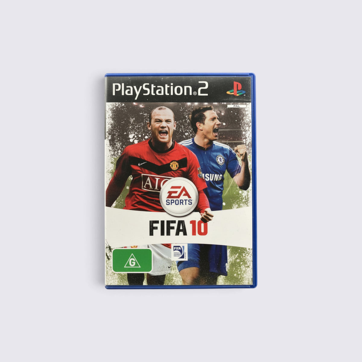 MrPixel FIFA 10 PlayStation 2 game case featuring Wayne Rooney and Frank Lampard on the cover
