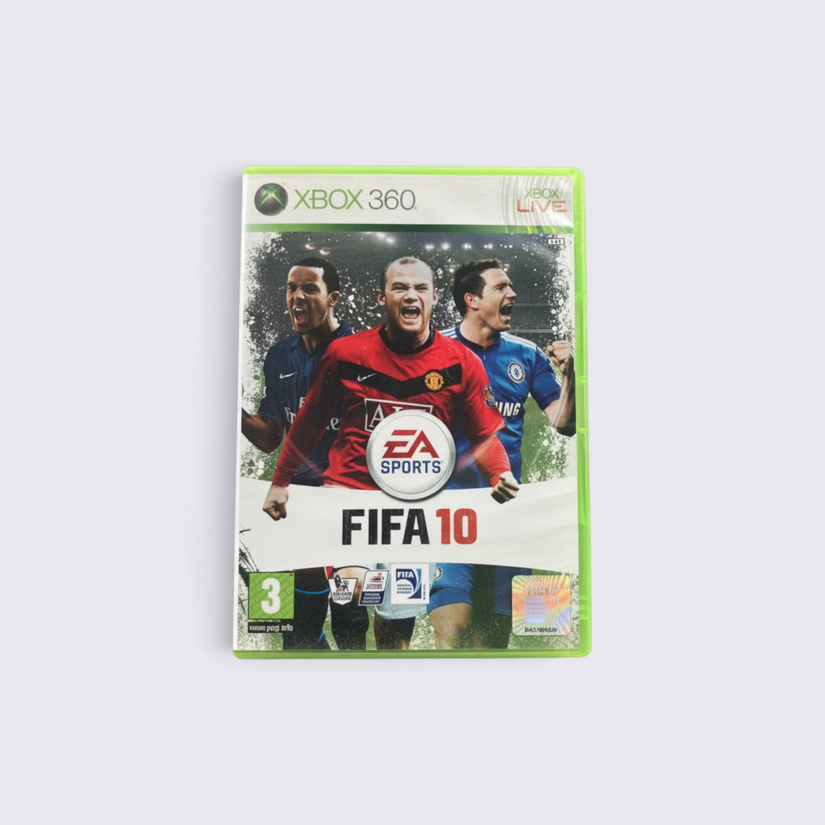 MrPixel FIFA 10 Xbox 360 game case featuring EA Sports branding and football player artwork