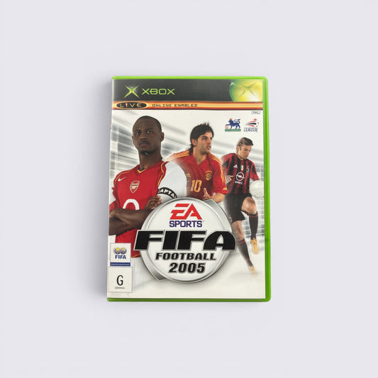MrPixel FIFA Football 2005 video game for original Xbox featuring Patrick Vieira, Andriy Shevchenko, and Fernando Morientes.