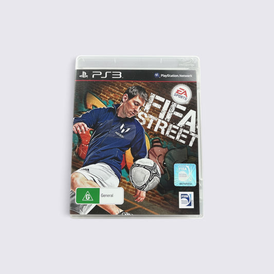 MrPixel FIFA Street video game for PlayStation 3 featuring Lionel Messi on the cover with urban graffiti background