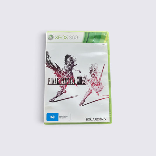 MrPixel Final Fantasy XIII-2 Xbox 360 game case featuring Serah and Noel in a white and red artistic illustration