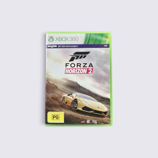 MrPixel Forza Horizon 2 Xbox 360 game case featuring a yellow Lamborghini driving on a dusty road