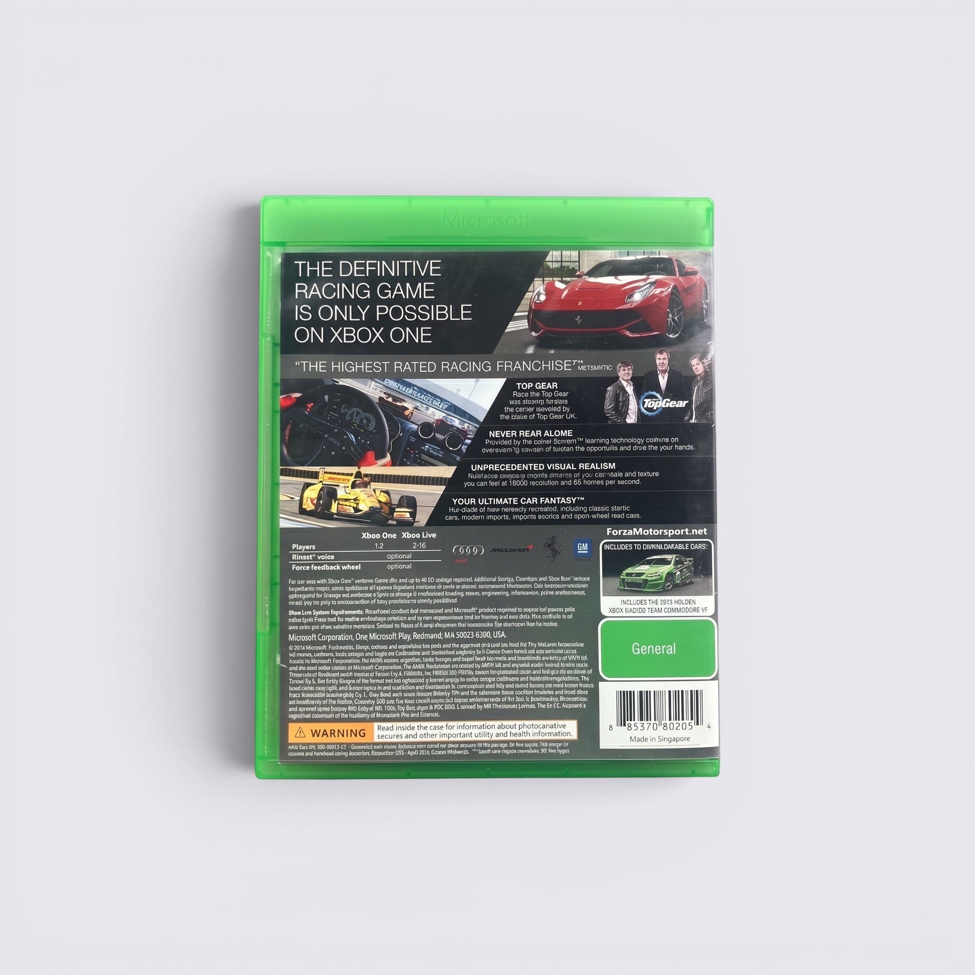 MrPixel Forza Motorsport 5 Game of the Year Edition Xbox One back cover with red sports car and Top Gear branding