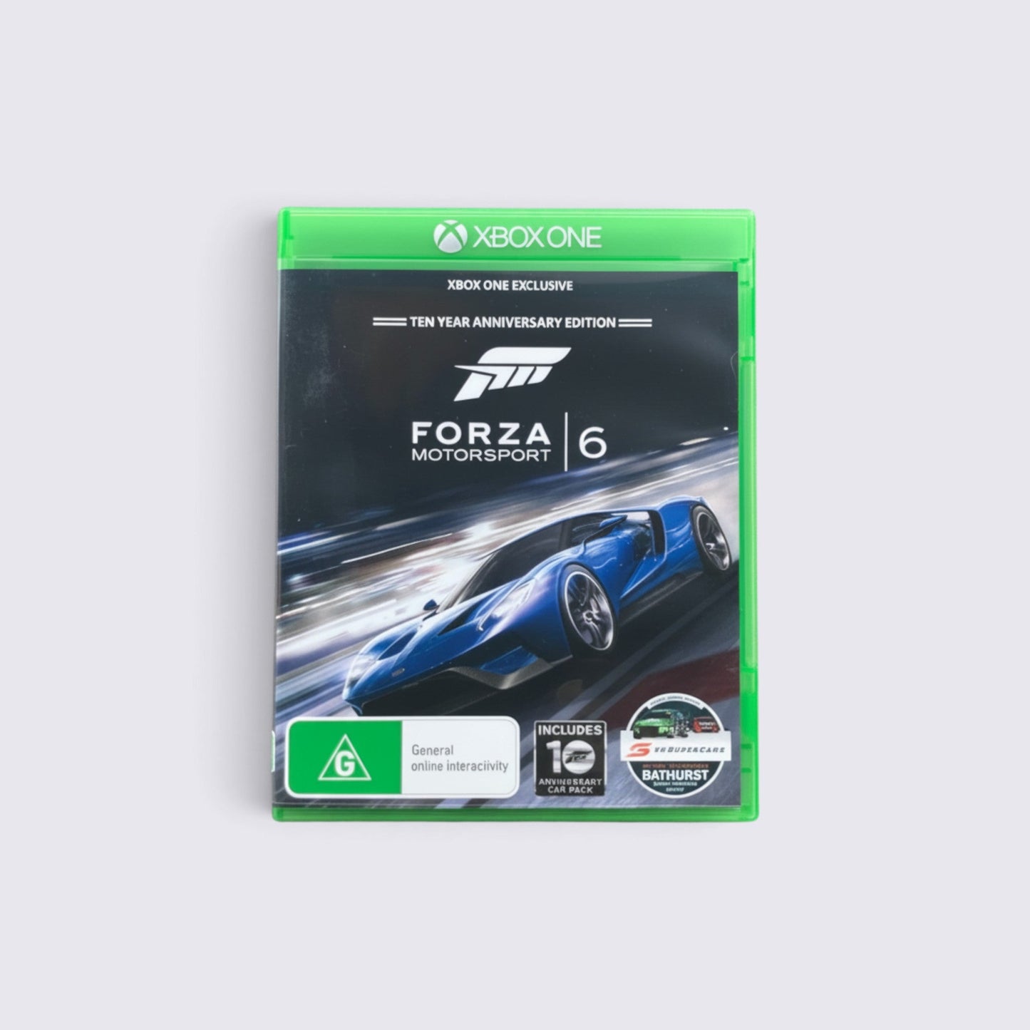 MrPixel Forza Motorsport 6 Ten Year Anniversary Edition game case for Xbox One featuring a blue sports car