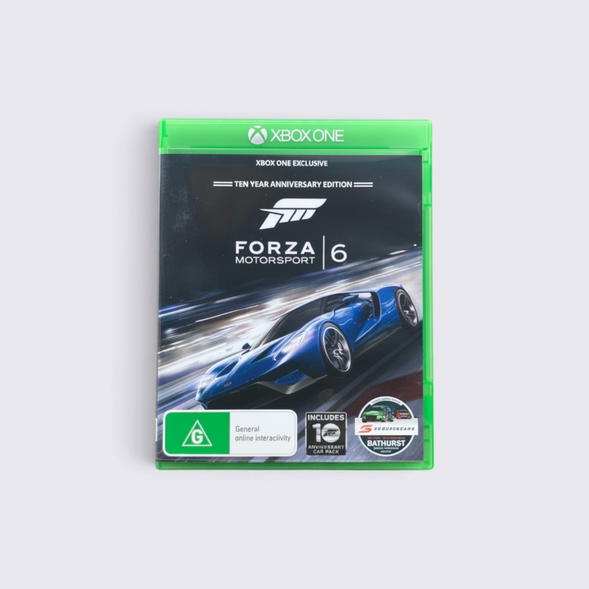 MrPixel Forza Motorsport 6 Ten Year Anniversary Edition game case for Xbox One featuring a blue sports car