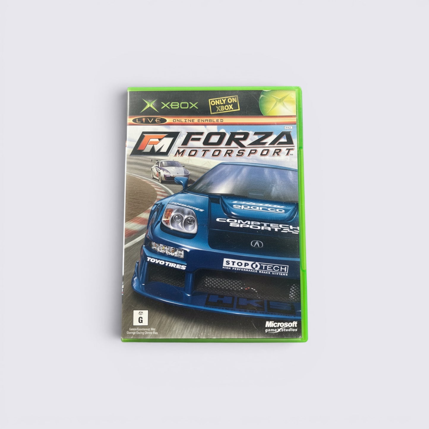 MrPixel Forza Motorsport racing game for original Xbox featuring a blue sports car on the cover art.