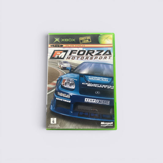 MrPixel Forza Motorsport racing game for original Xbox featuring a blue sports car on the cover art.