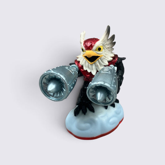 MrPixel Full Blast Jet-Vac Series 3 Skylander figure with silver jetpack cannons and red and white bird-like design