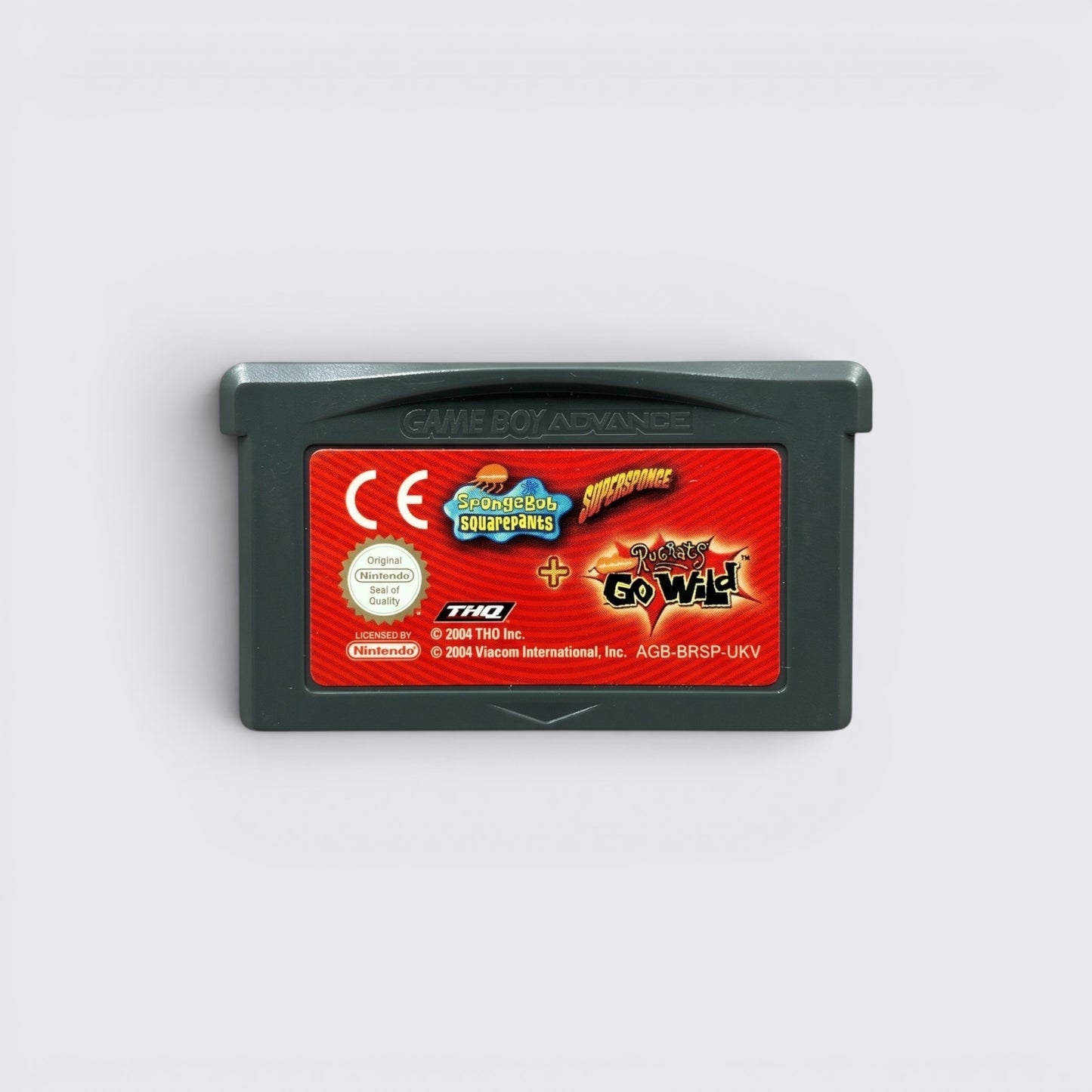 MrPixel Game Boy Advance cartridge featuring SpongeBob SquarePants SuperSponge and Rugrats Go Wild dual game label