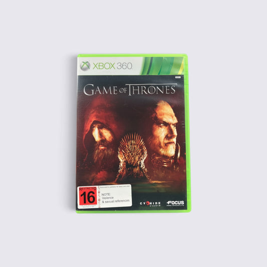 MrPixel Game of Thrones RPG video game for Xbox 360 featuring the Iron Throne and two main characters on cover art