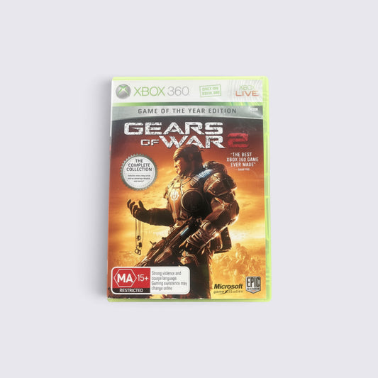 MrPixel Gears of War 2 Game of the Year Edition for Xbox 360 featuring Marcus Fenix on the cover art