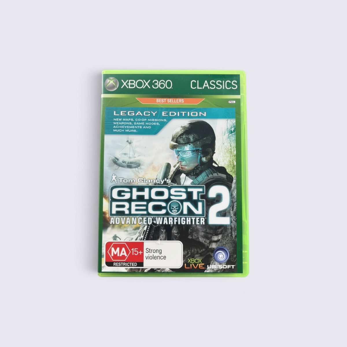 MrPixel Tom Clancy's Ghost Recon Advanced Warfighter 2 Legacy Edition Xbox 360 game case with tactical soldier art