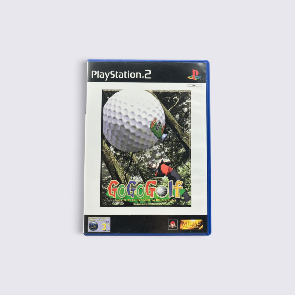 MrPixel Go Go Golf arcade-style sports game for PlayStation 2 featuring a giant golf ball on the cover art.