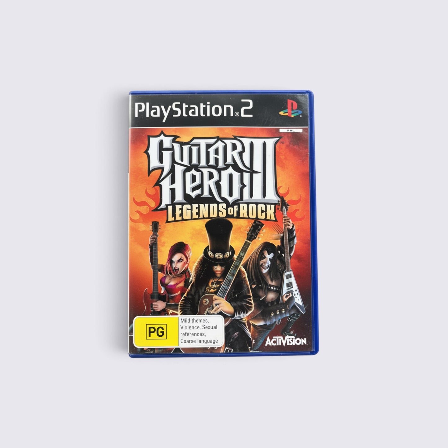 MrPixel Guitar Hero 3: Legends of Rock video game case for PlayStation 2 featuring iconic rock guitarists on cover