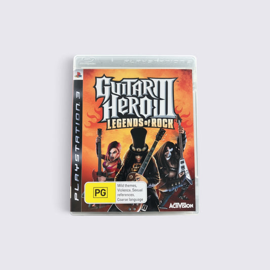 MrPixel Guitar Hero 3 Legends of Rock PlayStation 3 game case featuring Slash and iconic rock guitarists