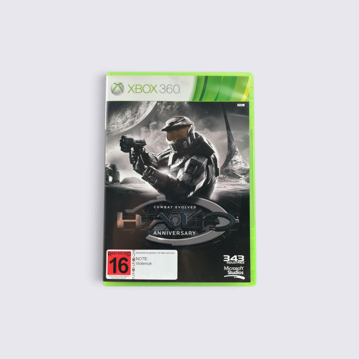 MrPixel Halo Combat Evolved Anniversary Xbox 360 game case featuring Master Chief on the cover art