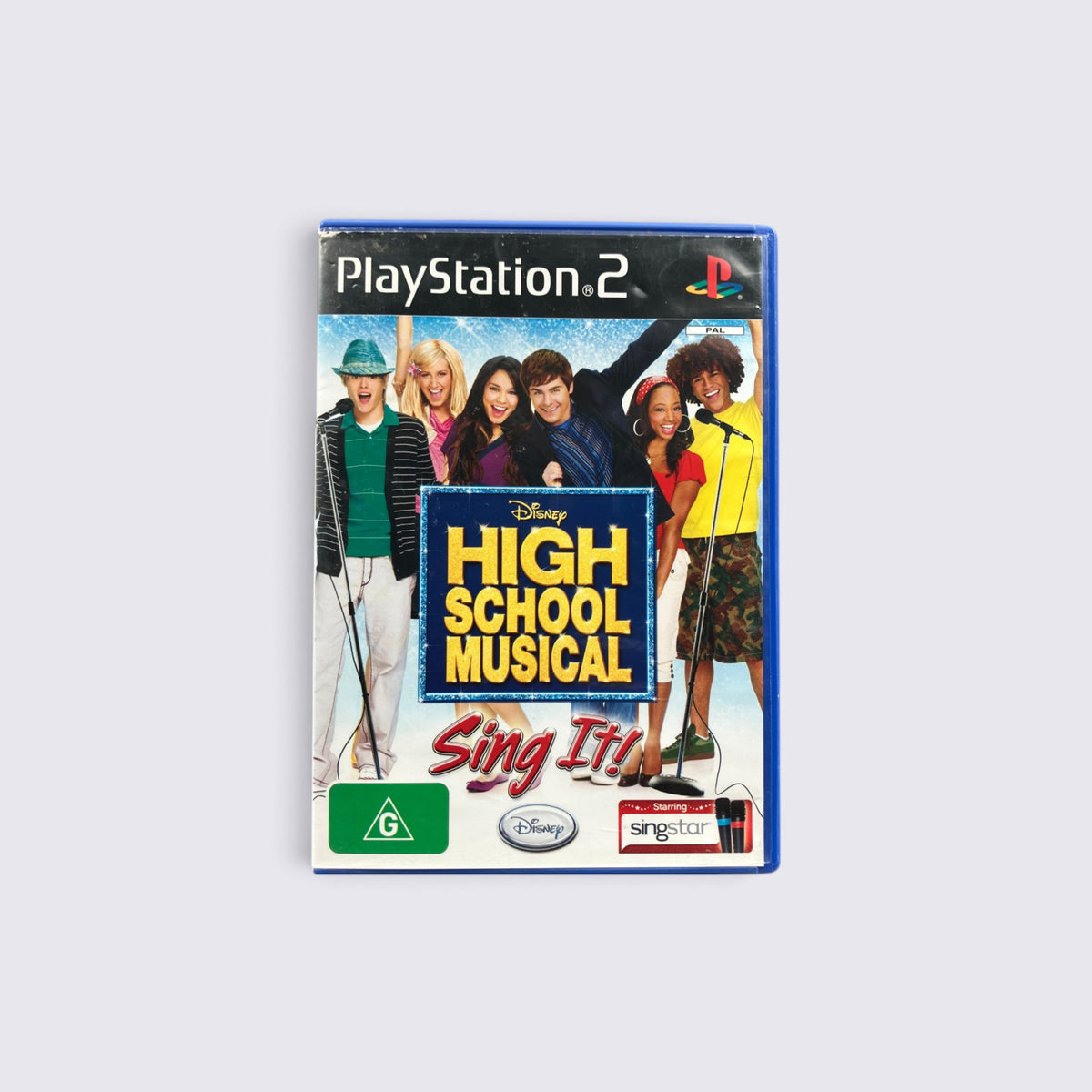 MrPixel High School Musical Sing It! karaoke video game for PlayStation 2 featuring the movie cast on the cover.