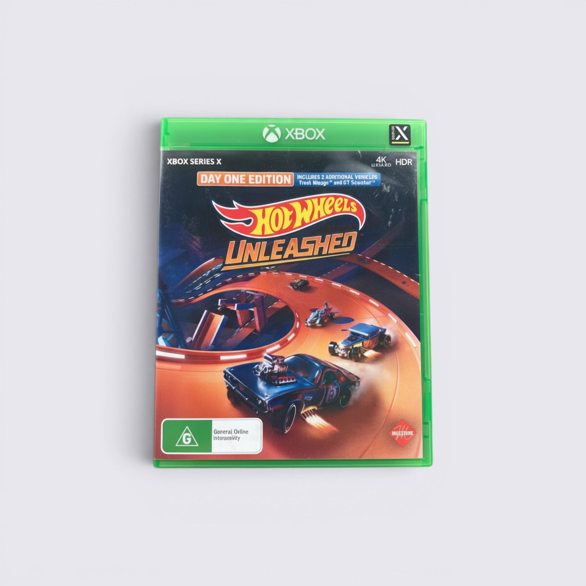 MrPixel Hot Wheels Unleashed Day One Edition Xbox Series X game case featuring miniature racing cars on orange tracks
