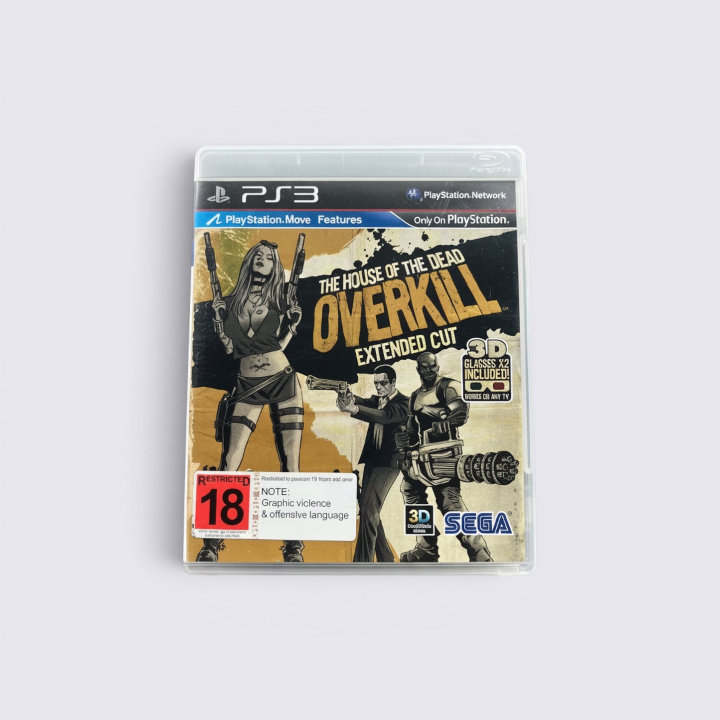 MrPixel The House of the Dead Overkill Extended Cut PS3 game case featuring grindhouse horror art and 18 rating label