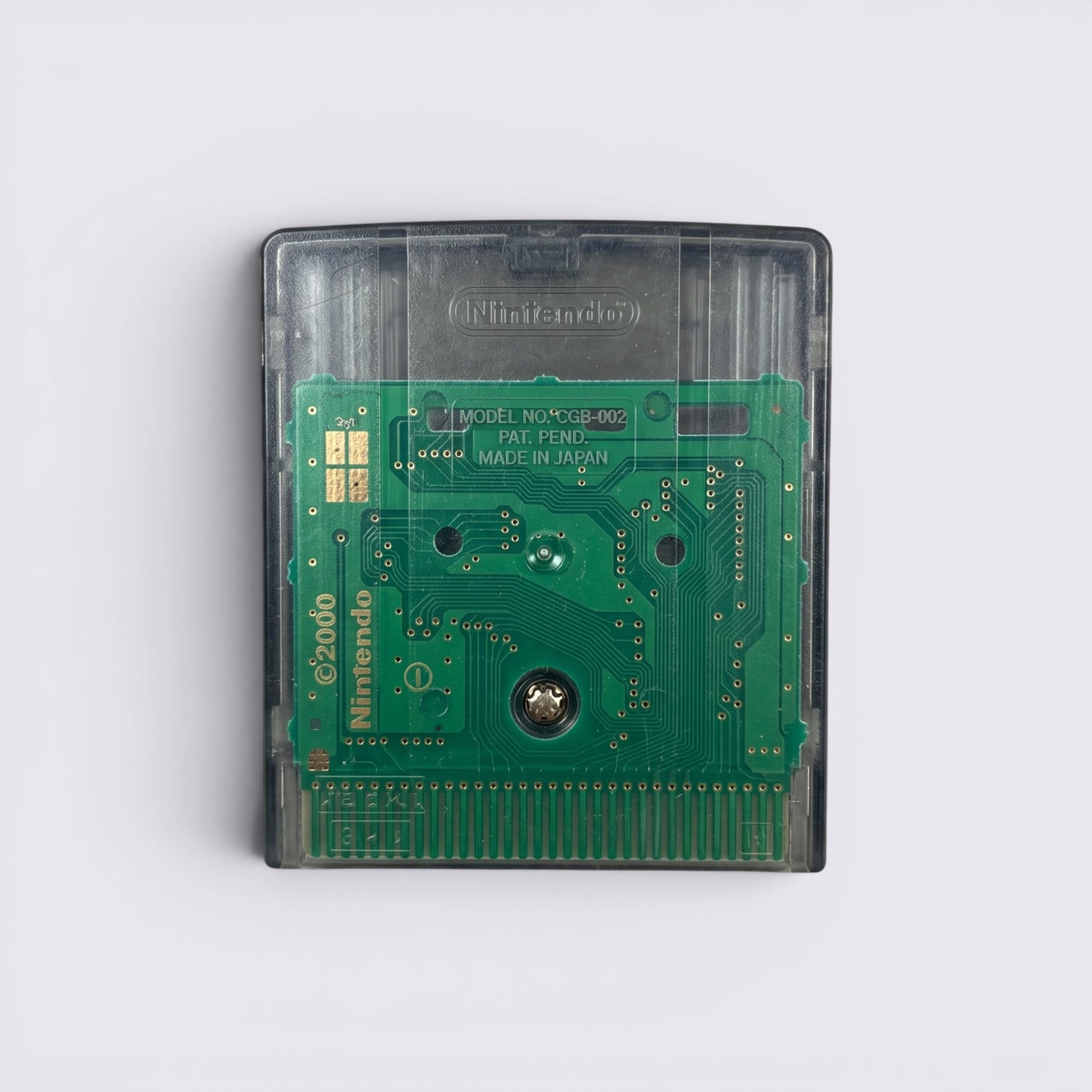 MrPixel International Karate 2000 Game Boy Color cartridge back view showing green circuit board and Nintendo branding