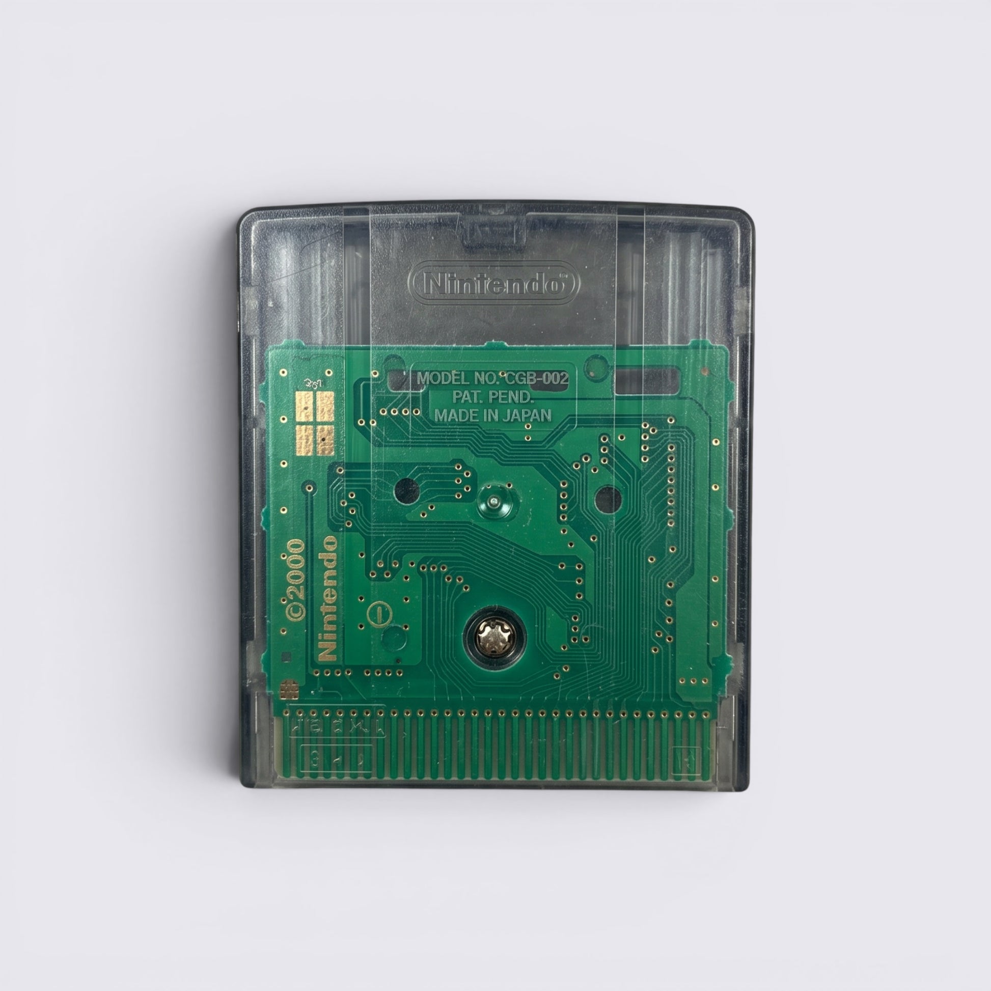 MrPixel International Karate 2000 Game Boy Color cartridge back view showing green circuit board and Nintendo branding