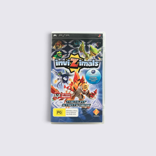 MrPixel Invizimals PSP game case featuring colorful monster characters and augmented reality gameplay branding