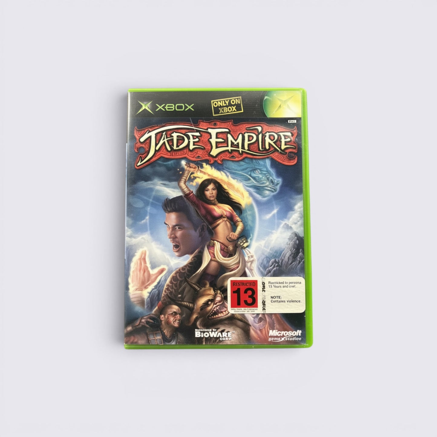 MrPixel Jade Empire action RPG game for Xbox featuring martial arts characters and fantasy artwork on the cover.