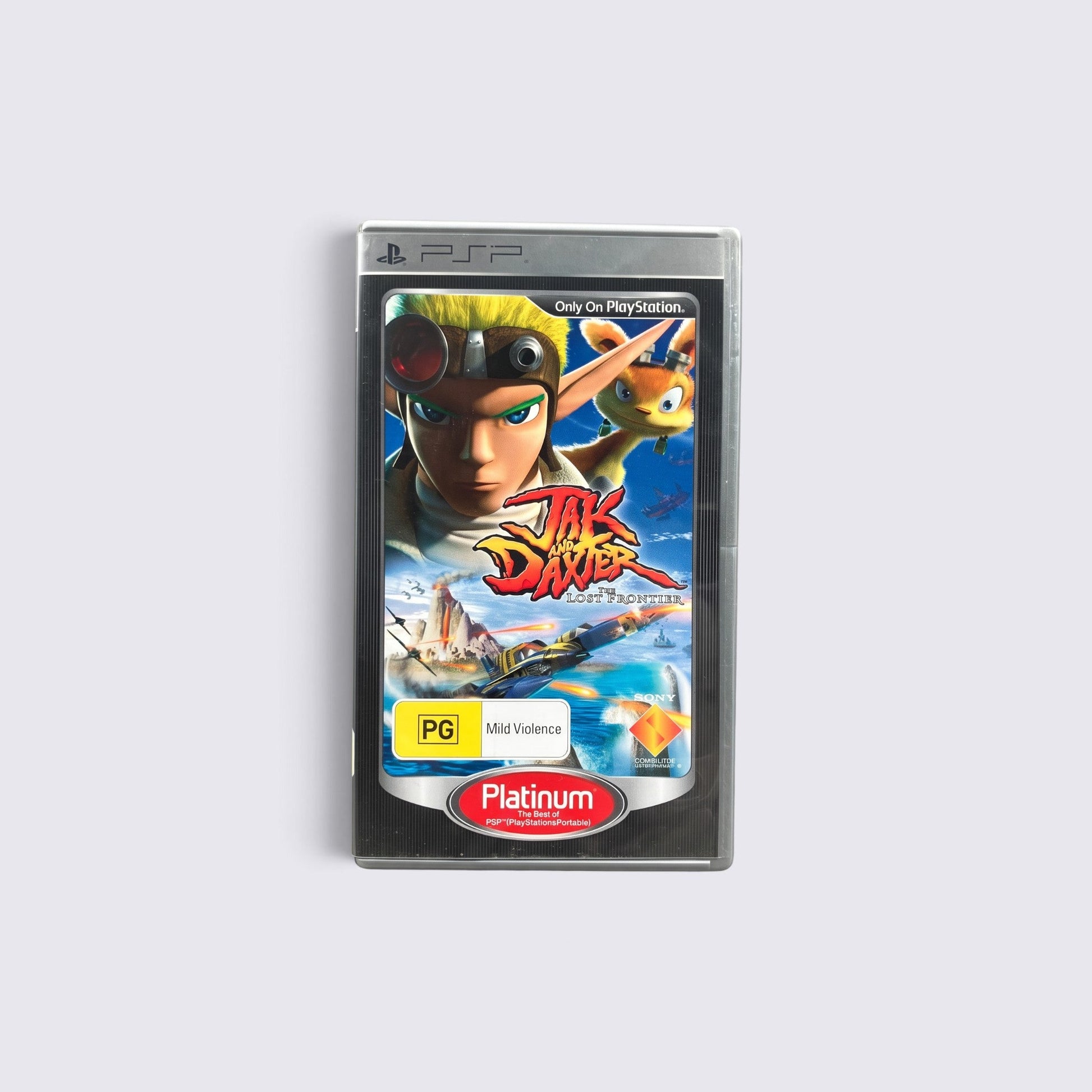 MrPixel Jak and Daxter: The Lost Frontier Platinum edition game case for Sony PSP featuring Jak and Daxter artwork.