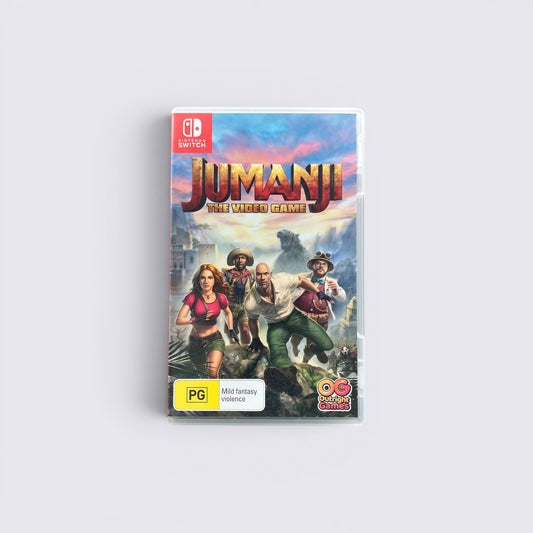 MrPixel Jumanji The Video Game for Nintendo Switch featuring character artwork on a jungle adventure background