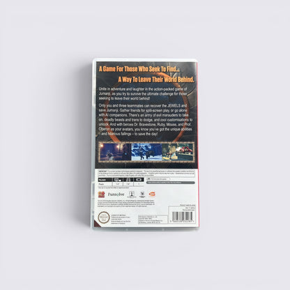 MrPixel Jumanji The Video Game Nintendo Switch back cover showing game description, features, and technical details.