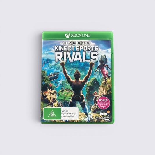 MrPixel Kinect Sports Rivals Xbox One game case featuring vibrant island sports competition artwork