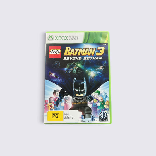 MrPixel LEGO Batman 3: Beyond Gotham Xbox 360 game case featuring Batman and DC characters in space