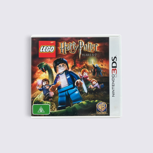 MrPixel LEGO Harry Potter Years 5-7 Nintendo 3DS game case featuring Harry, Ron, and Hermione in a battle scene.