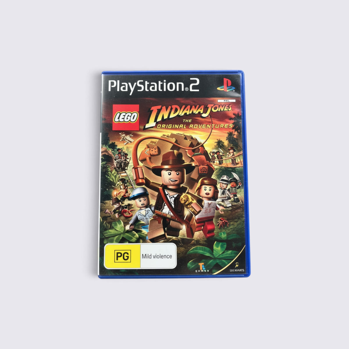 MrPixel LEGO Indiana Jones The Original Adventures game case for PlayStation 2 featuring iconic movie characters