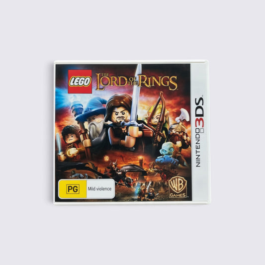MrPixel LEGO The Lord of the Rings Nintendo 3DS game case featuring iconic characters and Middle Earth scenery