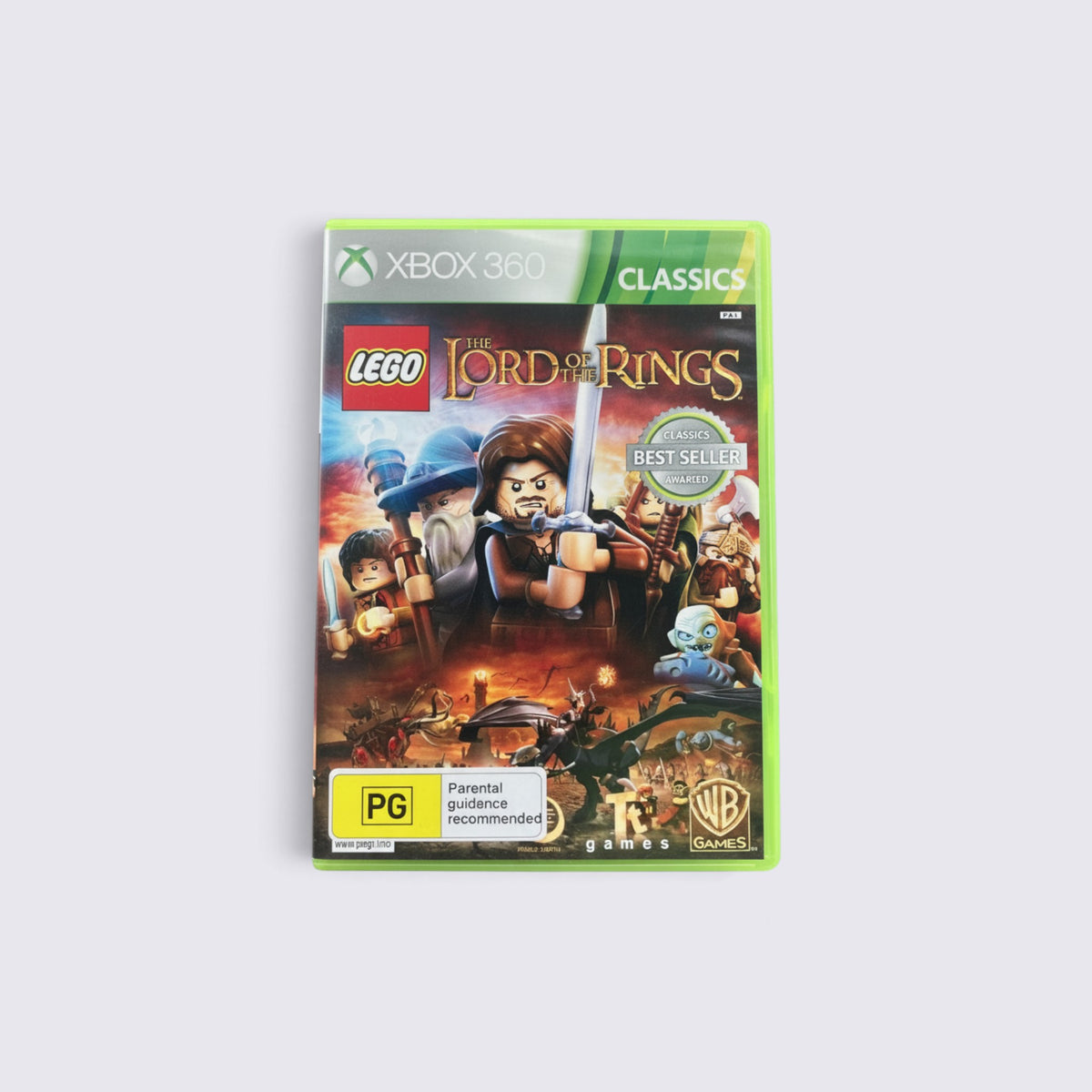 MrPixel LEGO The Lord of the Rings Xbox 360 game case featuring Frodo and the Fellowship in a fantasy adventure