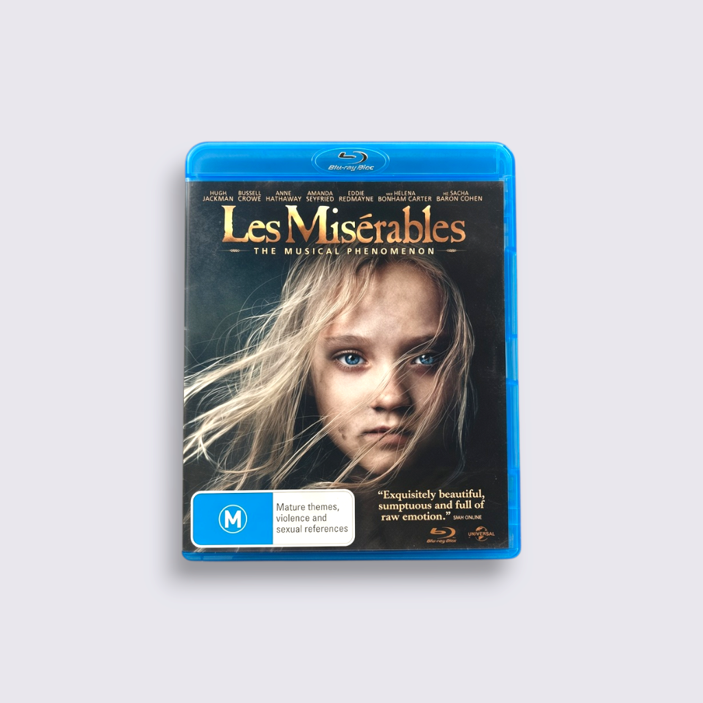 MrPixel Les Misérables: The Musical Phenomenon Blu-ray featuring theatrical artwork and the iconic musical title