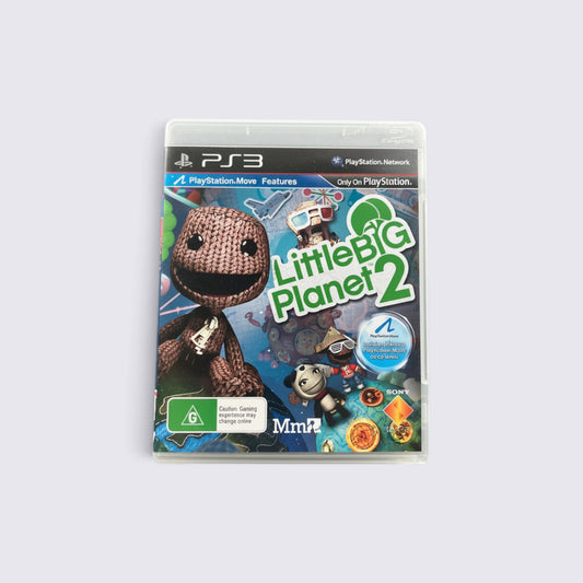 MrPixel LittleBigPlanet 2 PlayStation 3 game case featuring Sackboy on a vibrant, handcrafted adventure background.