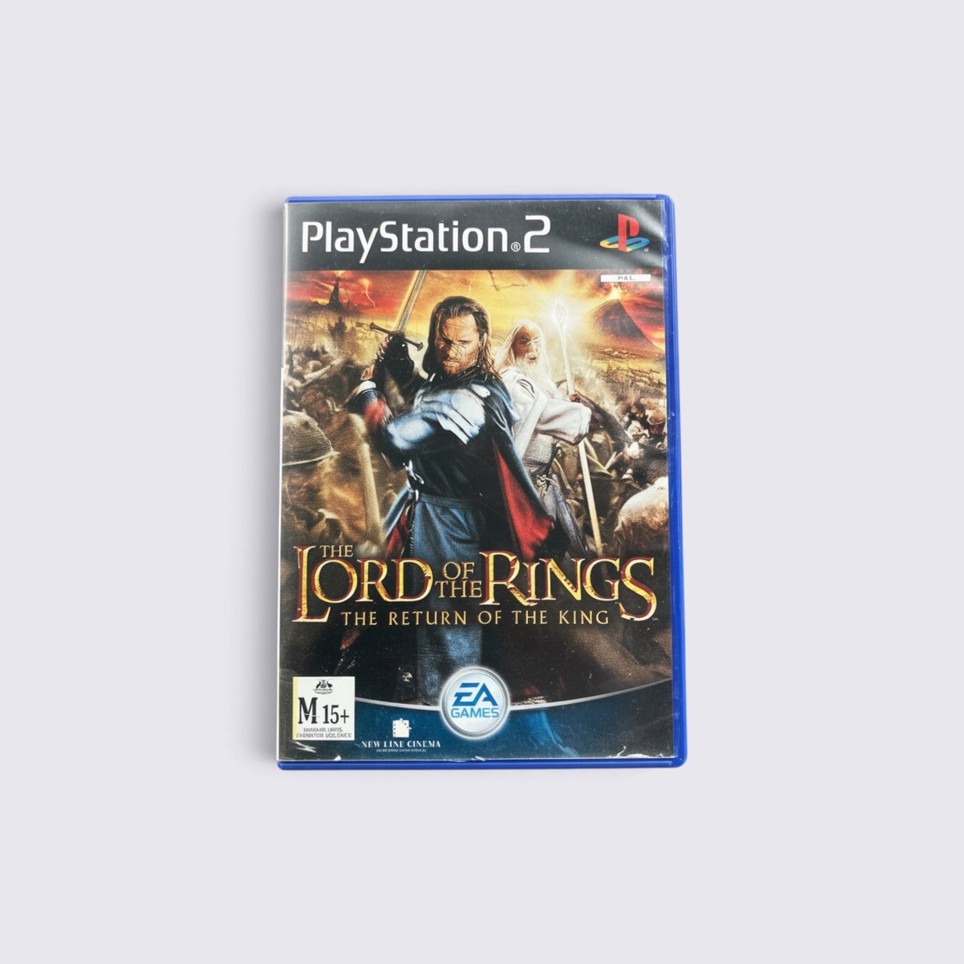 MrPixel The Lord of the Rings The Return of the King PS2 game case featuring Aragorn and Gandalf in battle