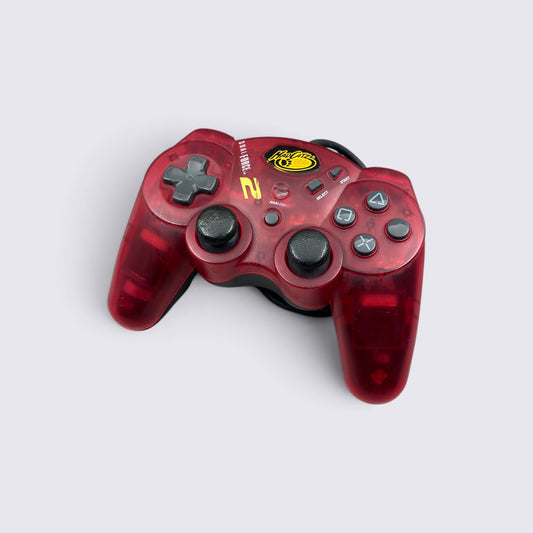 MrPixel Mad Catz Dual Force 2 translucent red wired controller for PlayStation 2 with dual analogue sticks