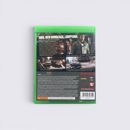 MrPixel Mafia 3 Xbox One game case back cover featuring Lincoln Clay and 1968 New Bordeaux crime story details