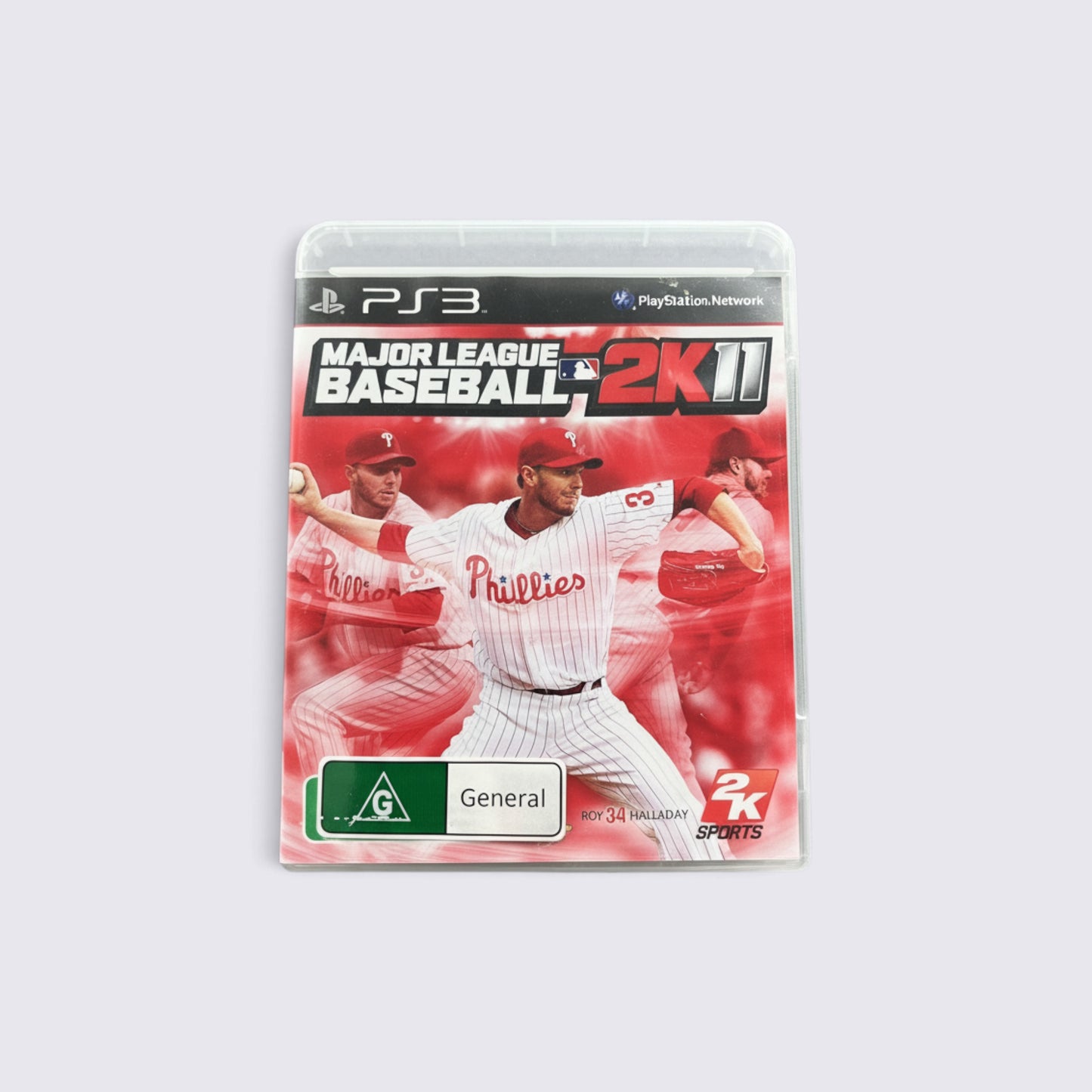 MrPixel Major League Baseball 2K11 game case for PlayStation 3 featuring Roy Halladay on the cover