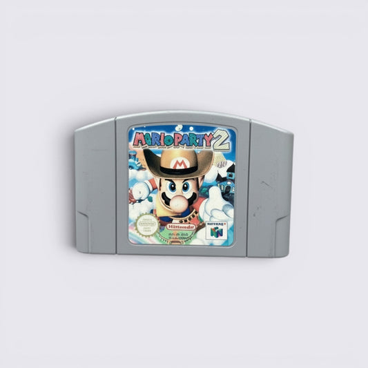 MrPixel Mario Party 2 Nintendo 64 game cartridge with cowboy Mario label art