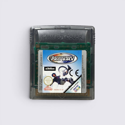 MrPixel Mat Hoffman's Pro BMX Game Boy Color cartridge featuring a rider performing a stunt on the label.