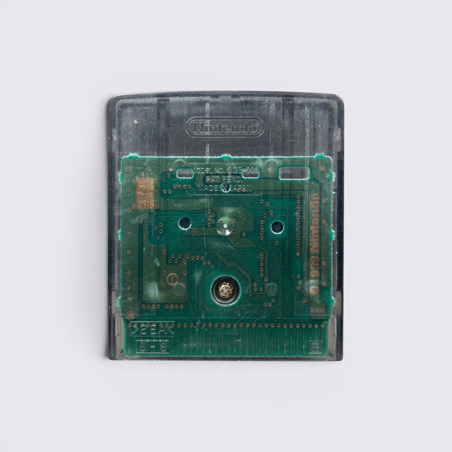 MrPixel Mat Hoffman's Pro BMX Game Boy Color cartridge back view showing the transparent shell and green circuit board